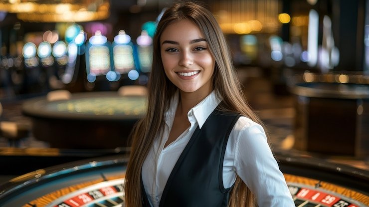 Tampilan grid meja roulette dengan zona taruhan dalam dan luar yang ditandai dengan warna berbeda
